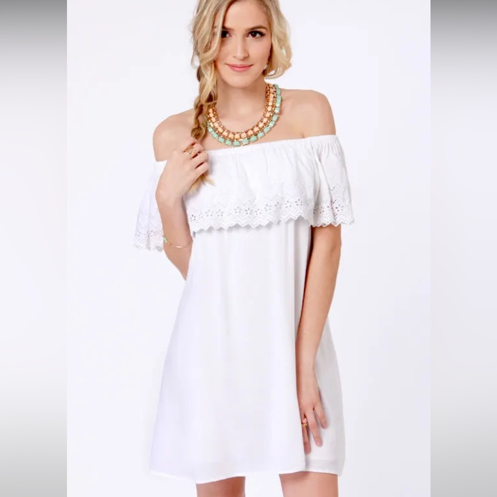 NWT Billabong Summer Dayz Off-the-Shoulder White Dress